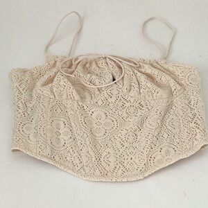 Forever 21 Cream Knit Bustier Layering Bohemian Baby Doll Whimsical Lingerie Y2K